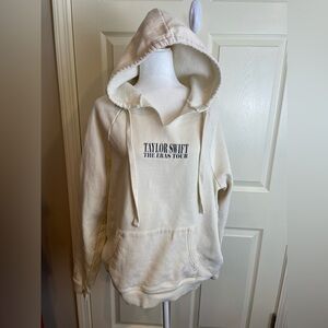 Taylor Swift Eras Tour II Cream Hoodie with Tour Print Small